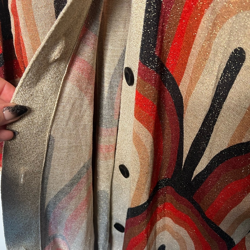 FINAL SALE Lita by Ciara Glitter Geometric Duster Cardigan Sweater Large - Picture 2 of 7